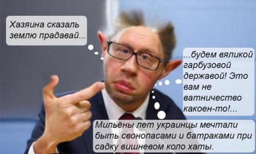 Вашингтон даёт приказ - Яценюк готов продать белому господину 1 млн. га украинской земли